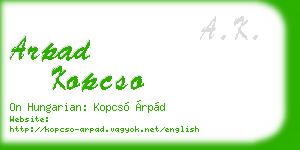 arpad kopcso business card