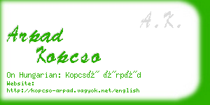arpad kopcso business card